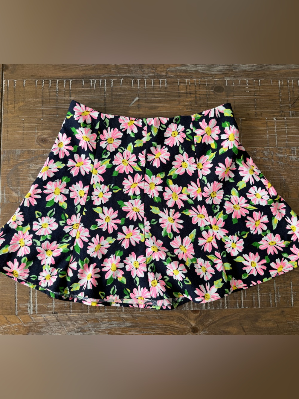 Lush Black Skater Skirt with Pink Floral Print